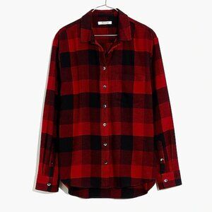 Flannel Side-Button Oversized Ex-Boyfriend Shirt in Buffalo Check